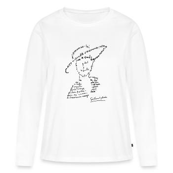 calligramme - Lou au chapeau - T-shirt manches longues Premium bio Femme - blanc - Devant - Julia (174cm)