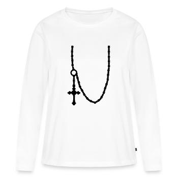 Collier - T-shirt manches longues Premium bio Femme - blanc - Devant - Julia (174cm)