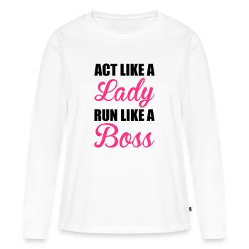 Run - T-shirt manches longues Premium bio Femme - blanc - Devant - Julia (174cm)