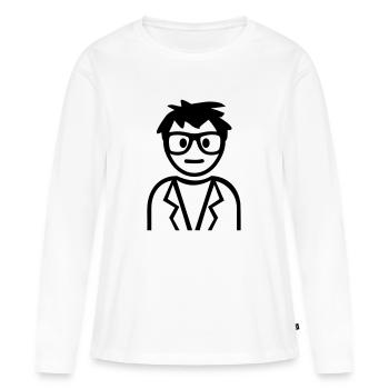 Nerd - T-shirt manches longues Premium bio Femme - blanc - Devant - Julia (174cm)