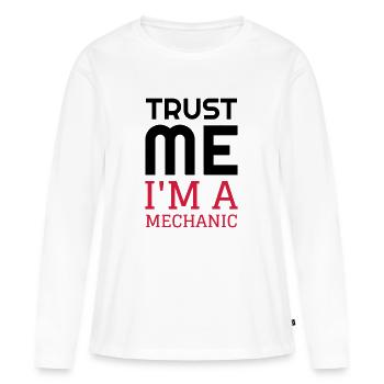 mécanique / mécanicien / mécano / garage - T-shirt manches longues Premium bio Femme - blanc - Devant - Julia (174cm)