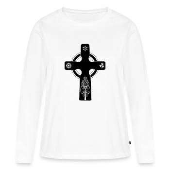 croix celte cadeau - T-shirt manches longues Premium bio Femme - blanc - Devant - Julia (174cm)