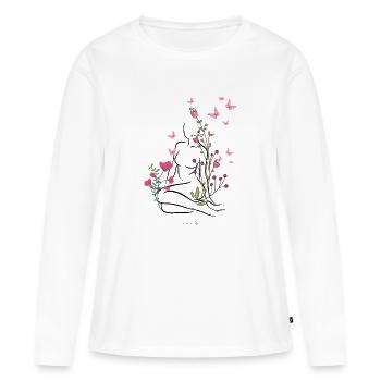 Skin-flowered - Women's Premium Organic Long Sleeve Shirt - white - Front - Julia (174cm)