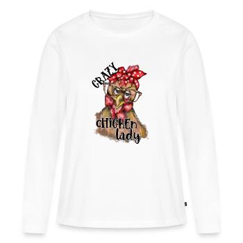 Crazy chicken lady Drôle de conception de ferme - T-shirt manches longues Premium bio Femme - blanc - Devant - Julia (174cm)