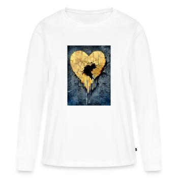 Cœur brisé - T-shirt manches longues Premium bio Femme - blanc - Devant - Julia (174cm)