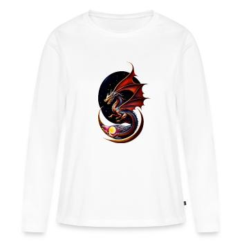 Dragon nocturne - T-shirt manches longues Premium bio Femme - blanc - Devant - Julia (174cm)