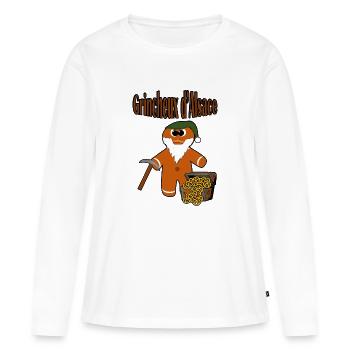 Grincheux d Alsace - T-shirt manches longues Premium bio Femme - blanc - Devant - Julia (174cm)