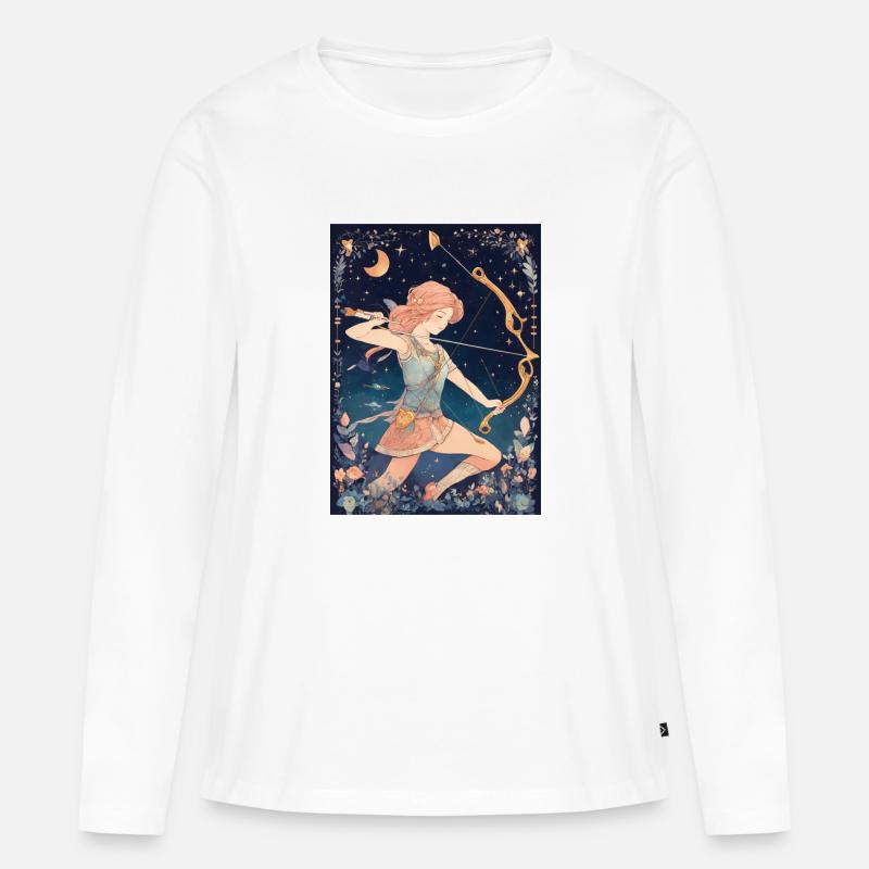 Sternzeichen Schütze - Frauen Premium Bio Langarmshirt - Weiß