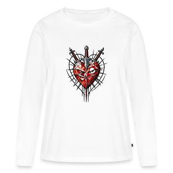 Cœur courageux - T-shirt manches longues Premium bio Femme - blanc - Devant - Julia (174cm)