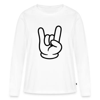 Signe de fête de bande dessinée à la main - T-shirt manches longues Premium bio Femme - blanc - Devant - Julia (174cm)