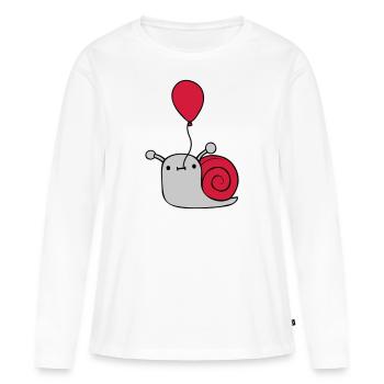 Mignon escargot ballon - T-shirt manches longues Premium bio Femme - blanc - Devant - Julia (174cm)