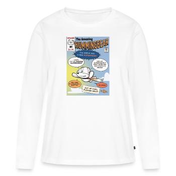 L’incroyable Hummingbear #1 - T-shirt manches longues Premium bio Femme - blanc - Devant - Julia (174cm)