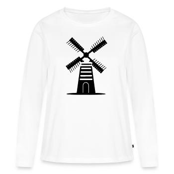moulin a vent - T-shirt manches longues Premium bio Femme - blanc - Devant - Julia (174cm)