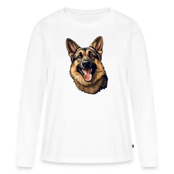 German Shepherd Head Motif - Women's Premium Organic Long Sleeve Shirt - white - Front - Julia (174cm)