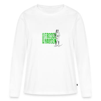 Südharz Merch - Froschhausen Wasserthaleben (grün) - Frauen Premium Bio Langarmshirt - Weiß - Vorne - Julia (174cm)