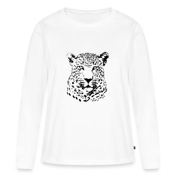 Leopard - T-shirt manches longues Premium bio Femme - blanc - Devant - Julia (174cm)