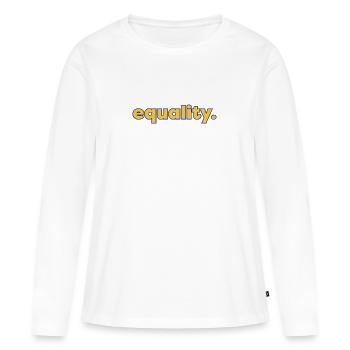 Égalité - T-shirt manches longues Premium bio Femme - blanc - Devant - Julia (174cm)
