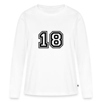 18 Numéro de numéro - T-shirt manches longues Premium bio Femme - blanc - Devant - Julia (174cm)