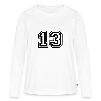 13 Numéro de numéro - T-shirt manches longues Premium bio Femme - blanc - Devant - Julia (174cm)