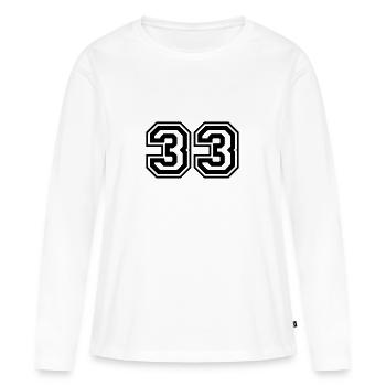 33 Numéro de numéro - T-shirt manches longues Premium bio Femme - blanc - Devant - Julia (174cm)