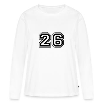 26 Numéro de numéro - T-shirt manches longues Premium bio Femme - blanc - Devant - Julia (174cm)