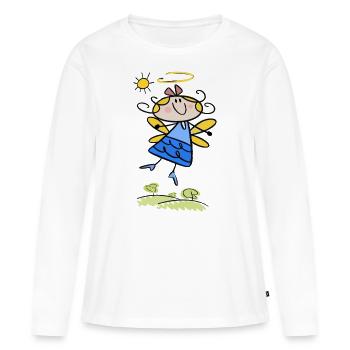 Petit ange gardien - T-shirt manches longues Premium bio Femme - blanc - Devant - Julia (174cm)