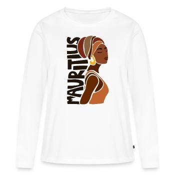 Maurice Afrique Patrimoine Ethnique Souvenir - T-shirt manches longues Premium bio Femme - blanc - Devant - Julia (174cm)