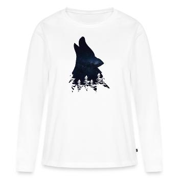 Wolf silhouette - Frauen Premium Bio Langarmshirt - Weiß - Vorne - Julia (174cm)