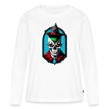 Un élève magicien avec crâne et chapeau pointu - T-shirt manches longues Premium bio Femme - blanc - Devant - Julia (174cm)