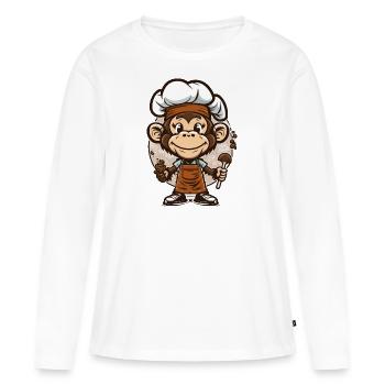 Le Primate Culinaire - T-shirt manches longues Premium bio Femme - blanc - Devant - Julia (174cm)
