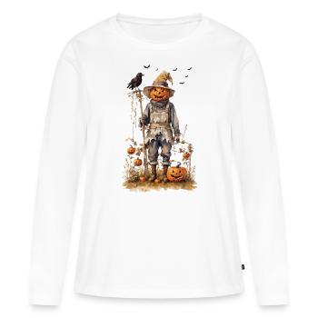 Épouvantail automnal Halloween esthétique - T-shirt manches longues Premium bio Femme - blanc - Devant - Julia (174cm)