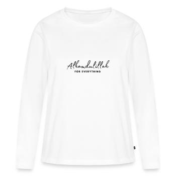 Alhamdoulillah pour tout /Islam/Musulman/Allah - T-shirt manches longues Premium bio Femme - blanc - Devant - Julia (174cm)