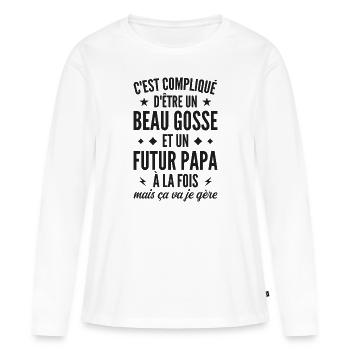 Bogosse and future dad - Women's Premium Organic Long Sleeve Shirt - white - Front - Julia (174cm)