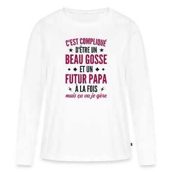 Bogosse and future dad - Women's Premium Organic Long Sleeve Shirt - white - Front - Julia (174cm)