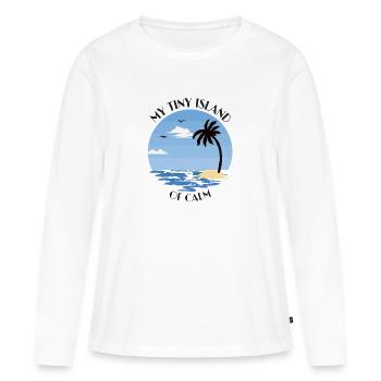 Palme, Strand und Meer - my tiny island of calm - Frauen Premium Bio Langarmshirt - Weiß - Vorne - Julia (174cm)
