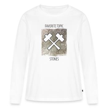 Tailleur de pierre sculpteur sur pierre disant - T-shirt manches longues Premium bio Femme - blanc - Devant - Julia (174cm)