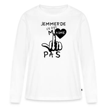emmerde aime pas fuck doigt insulte coeur - T-shirt manches longues Premium bio Femme - blanc - Devant - Julia (174cm)