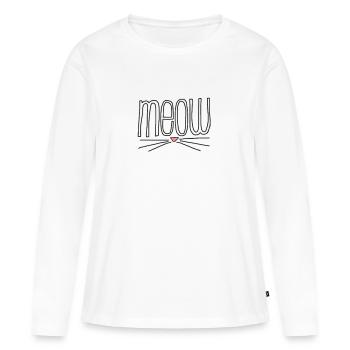 Meow Katzengesicht - Frauen Premium Bio Langarmshirt - Weiß - Vorne - Julia (174cm)