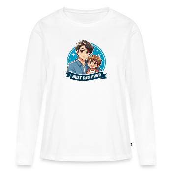 Fête des pères - Un père et son fils - T-shirt manches longues Premium bio Femme - blanc - Devant - Julia (174cm)