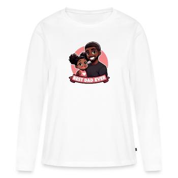Fête des pères - Un père noir et sa fille - T-shirt manches longues Premium bio Femme - blanc - Devant - Julia (174cm)