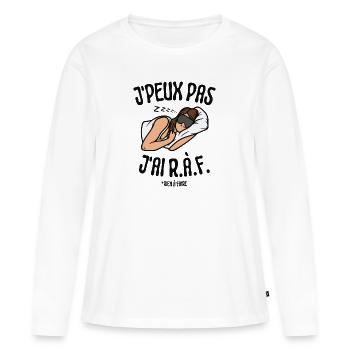 J'peux pas j'ai rien à faire - T-shirt manches longues Premium bio Femme - blanc - Devant - Julia (174cm)