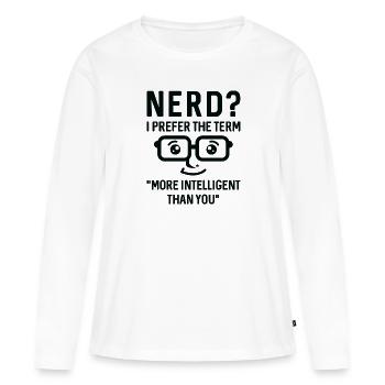 Nerd Intelligent - T-shirt manches longues Premium bio Femme - blanc - Devant - Julia (174cm)