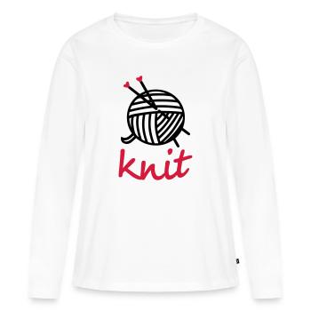 Stricken Wolle Stricknadeln knit Motiv Geschenke - Frauen Premium Bio Langarmshirt - Weiß - Vorne - Julia (174cm)