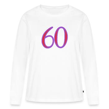 60. 60 ANS - T-shirt manches longues Premium bio Femme - blanc - Devant - Julia (174cm)