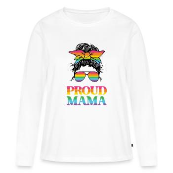 Maman fière - T-shirt manches longues Premium bio Femme - blanc - Devant - Julia (174cm)