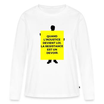Injustice - T-shirt manches longues Premium bio Femme - blanc - Devant - Julia (174cm)