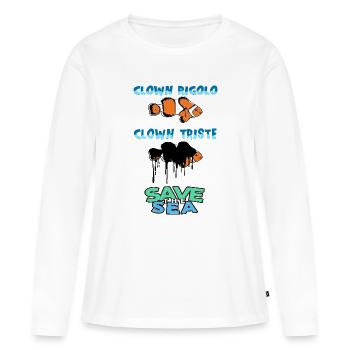 Save the sea - T-shirt manches longues Premium bio Femme - blanc - Devant - Julia (174cm)