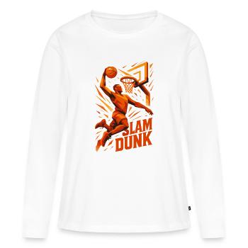 Basketball Slam Dunk Lancer Joueur Dunking Cadeau - T-shirt manches longues Premium bio Femme - blanc - Devant - Julia (174cm)
