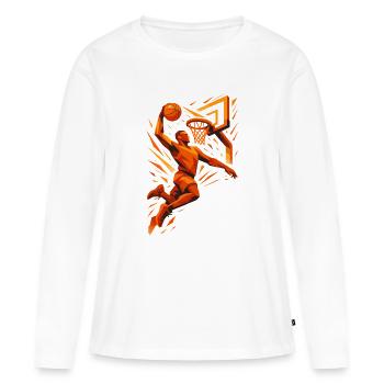 Basketball Slam Dunk Lancer Joueur Dunking Cadeau - T-shirt manches longues Premium bio Femme - blanc - Devant - Julia (174cm)
