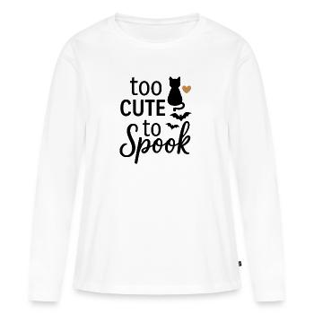 Süßer Halloween-Spuk mit Katze und Fledermäusen - Frauen Premium Bio Langarmshirt - Weiß - Vorne - Julia (174cm)